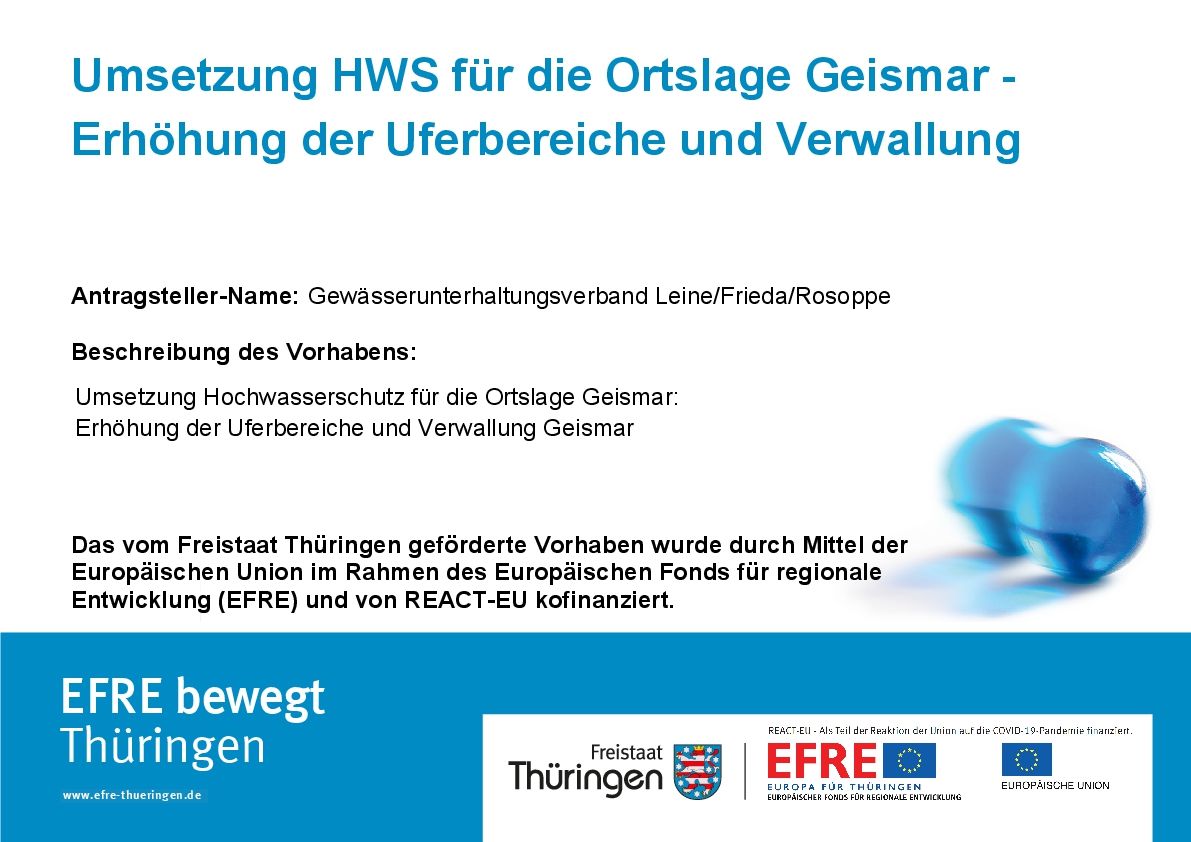 Bildtitel: Umsetzung Hochwasserschutz für die Ortslage Geismar - Erhöhung der Uferbereiche und Verwallung