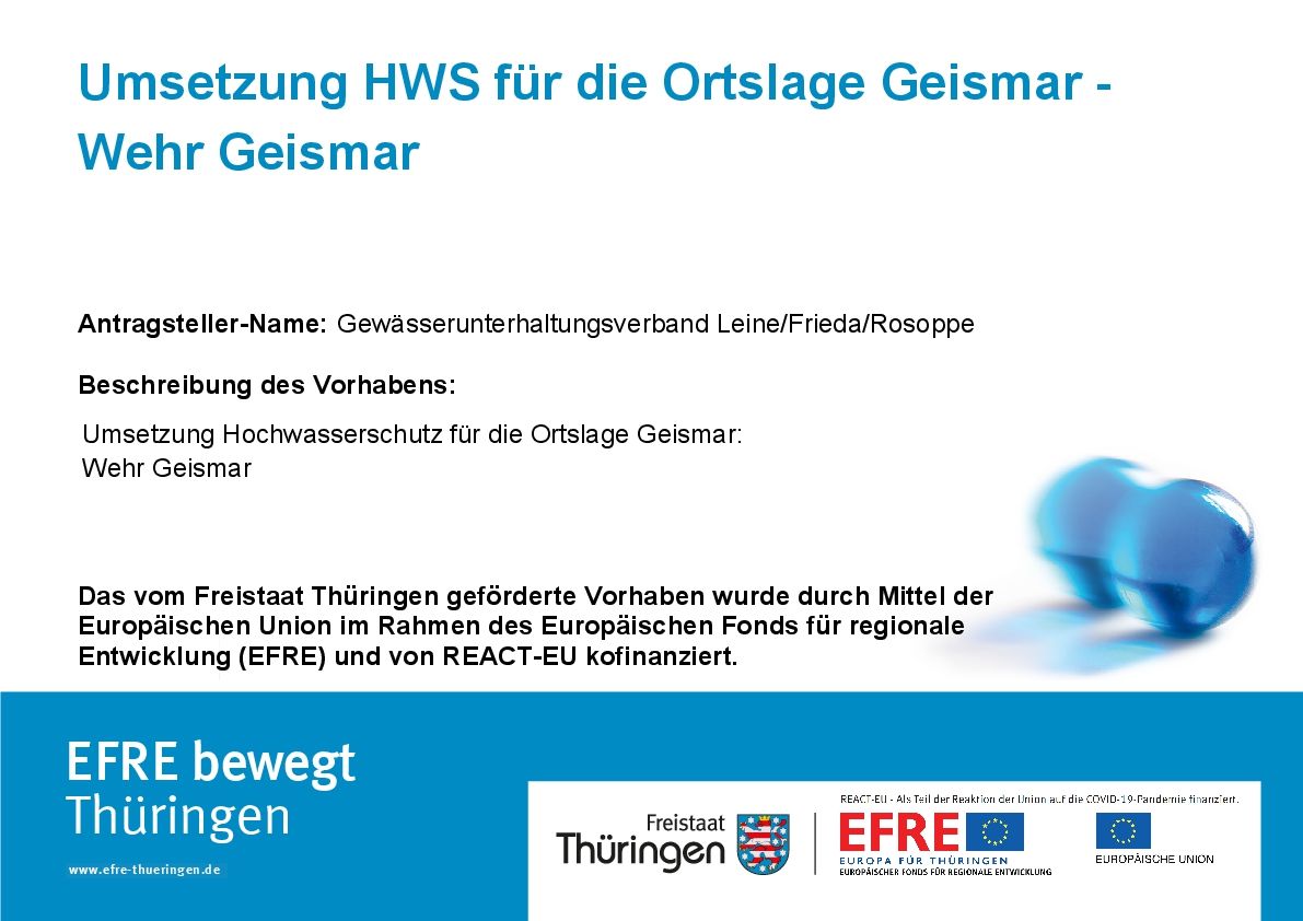 Bildtitel: Umsetzung Hochwasserschutz für die Ortslage Geismar - Wehr Geismar
