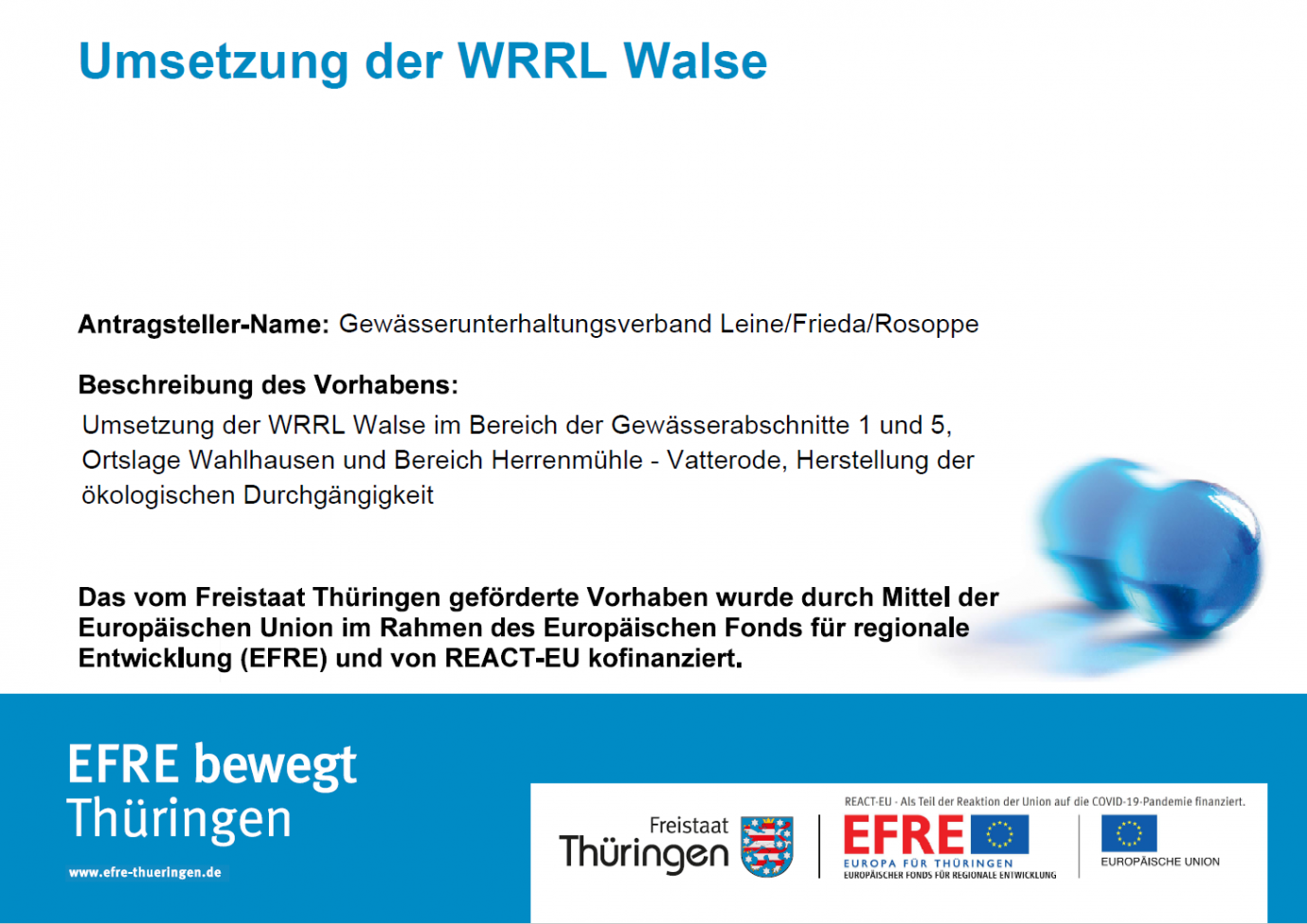 Bildtitel: Umsetzung der WRRL Walse